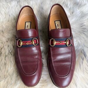 Gucci Women’s Horsebit 1953 Loafer w/gold horsebit +classic red and blue stripe.